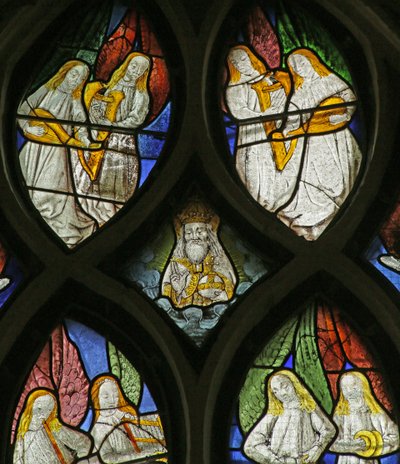 Window depicting musical angels by French School